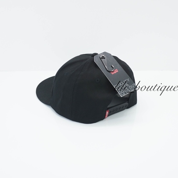 Levi's Unisex Flat Brim Snapback Baseball Cap Hat Cotton OneSize 380210137 Black - Picture 4 of 6